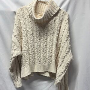 🧣 POL Cable Knit Cowl Neck Sweater - Cream